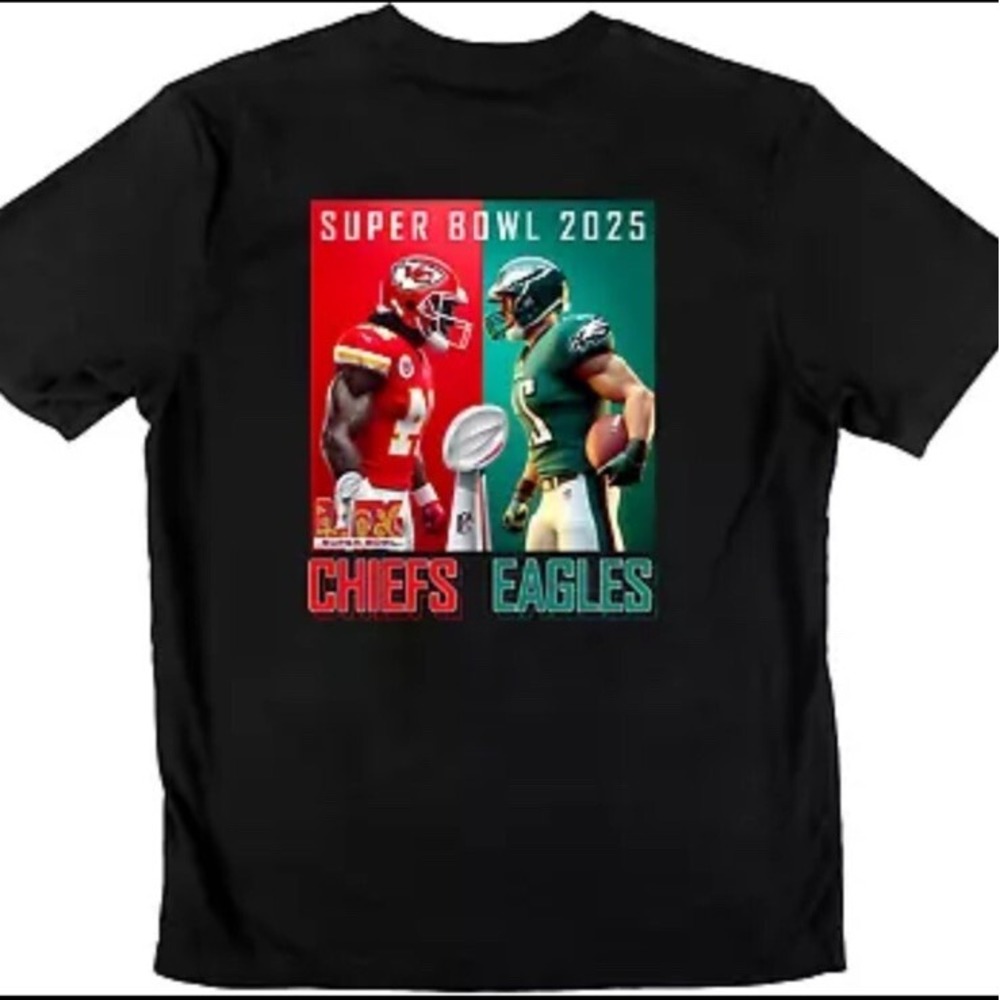 Super Bowl 59  T-Shirt 2025 Kansas City Chief‎ VS Philadelphia Eagles LIX 2XL